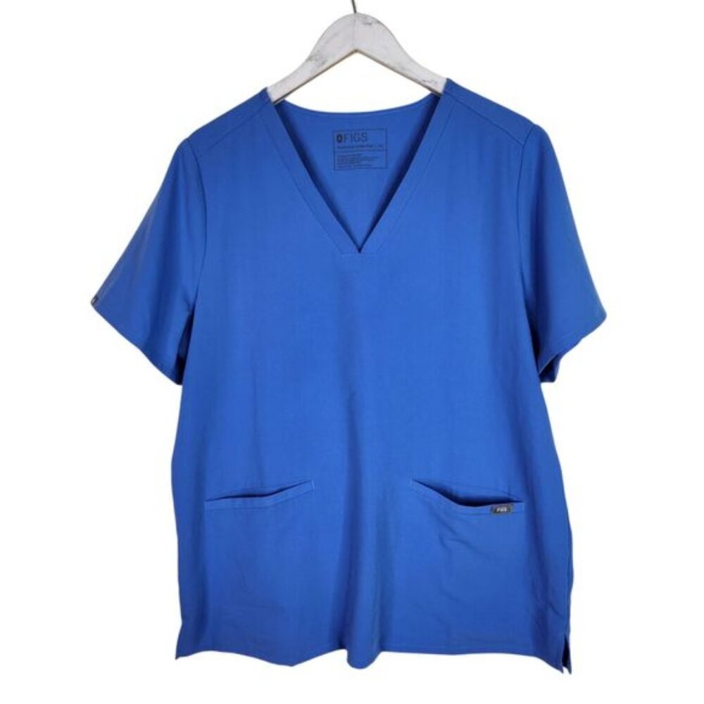 FIGS Technical Collection Scrub Top Womens XL Blue Medical Uniform Pocket FW1100